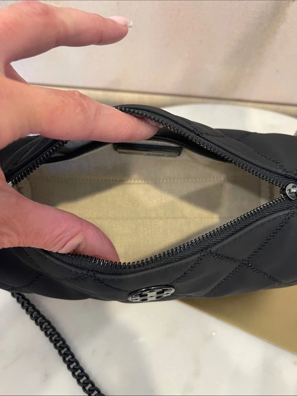 Tory Burch Black Willa Vegan Leather Barrel Crossbody